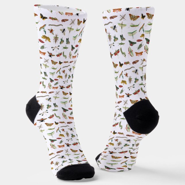 Farbiges Vintages Insektenbild Socken (Gewinkelt)