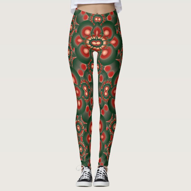 Farbiges Vintages Kunstdesign Leggings (Vorderseite)