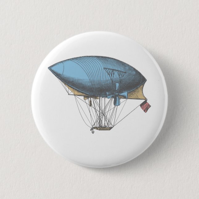 Farbiges Vintages Luftschiff Button (Vorderseite)