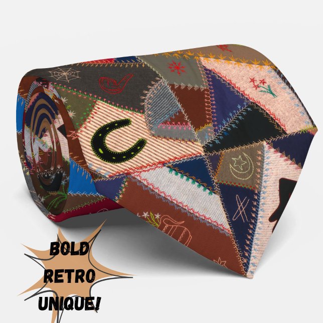 Farbiges Vintages Patchwork Quilt Retro Muster Krawatte (A bold, retro, unique tie featuring a vintage quilt pattern. Unexpected and cool!)