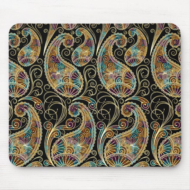 Farbiges Vintages Verziertes Paisley Design Mousepad (Vorne)