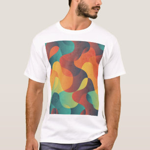 Farbiges Vintages Wellenmuster abstrakt T-Shirt