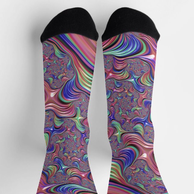 Farbiges Vortex Abstraktes Trippy Spiral-Fraktal Socken (Oben)