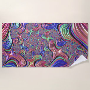 Farbiges Vortex Abstraktes Trippy Spiral-Fraktal Strandtuch