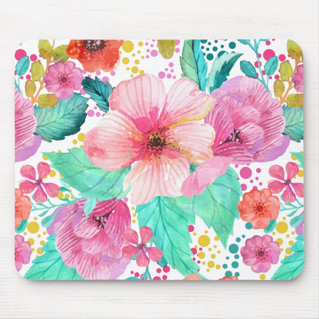 Farbiges Wasser-Farbe-Muster für Blumenmuster Mousepad (Vorne)