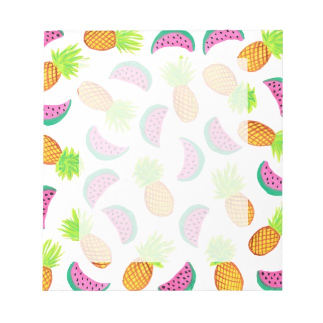 farbiges Wasserfarben-Ananas-Wassermelonmuster Notizblock (Vorderseite)