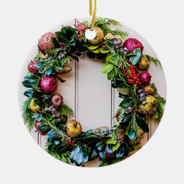 Farbiges Weihnachtsreich Keramik Ornament (Vorne)