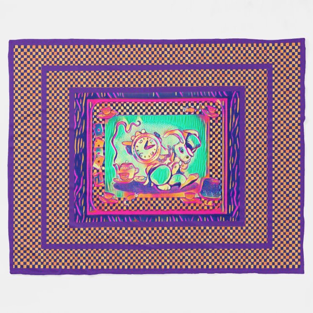 Farbiges Weißes Kaninchen von Aleta Fleecedecke (Vorderseite (Horizontal))