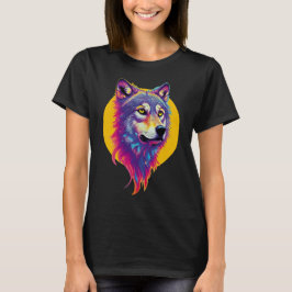 Farbiges Wolf-Portrait T-Shirt