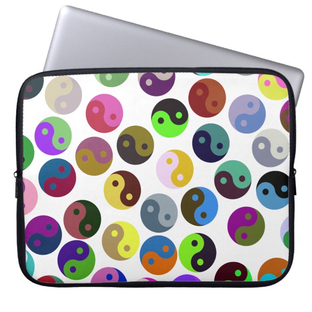 Farbiges Ying Yang-Muster Laptopschutzhülle (Vorderseite)