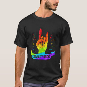 Farbiges Zeichen der Hörner Hand Lgbtq Gleichheit T-Shirt