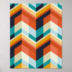 Farbiges Zickzack geometrisches Muster Poster