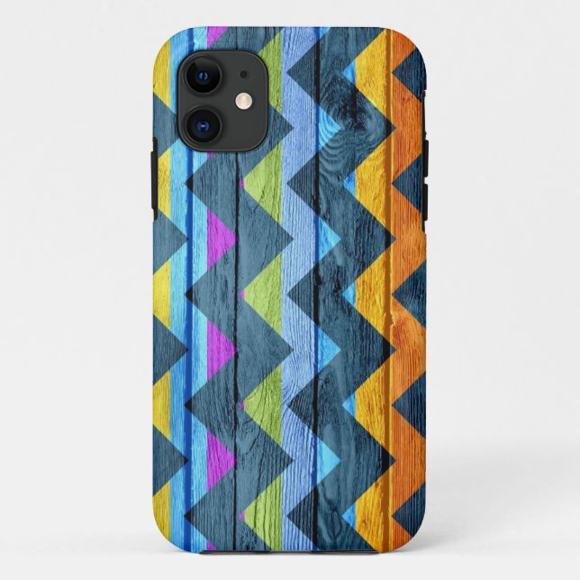 Farbiges Zickzack Holz Abstrakt #2 Case-Mate iPhone Hülle (Rückseite)