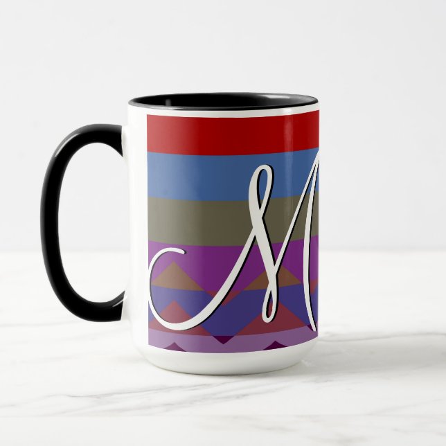Farbiges Zickzack Streifenmuster #4 Tasse (Links)