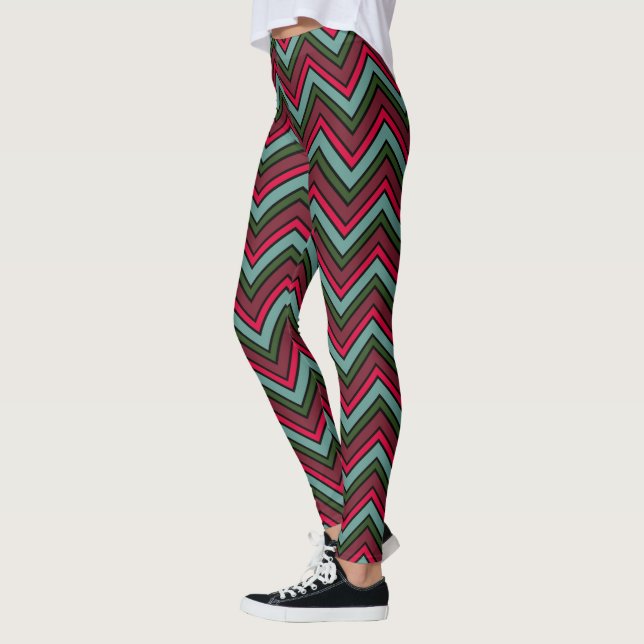 Farbiges Zickzack Zickzackmuster Leggings (Links)