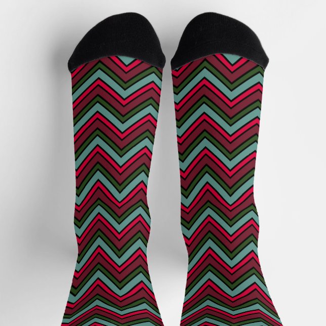 Farbiges Zickzack Zickzackmuster Socken (Oben)