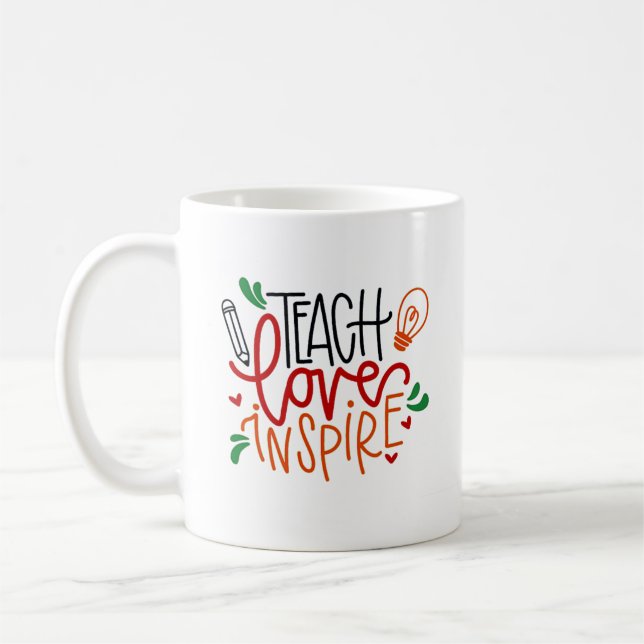 Farbiges Zitat über "Teach"-Tasse & Cups Kaffeetasse (Links)