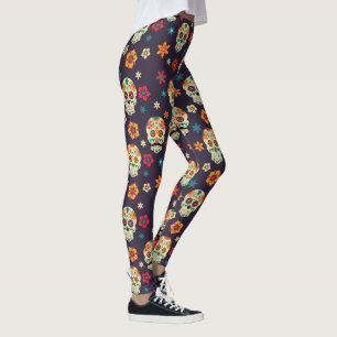 Farbiges Zuckerschädelmuster Leggings