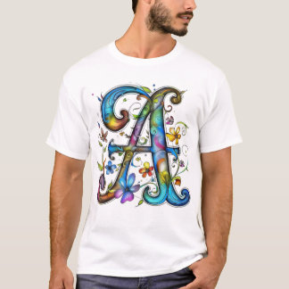 Farbintensives florales Buchstabe A – Künstlerisch T-Shirt