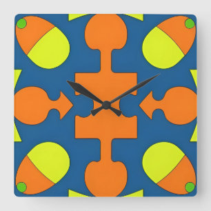 Farbintensives geometrisches abstraktes Design Quadratische Wanduhr