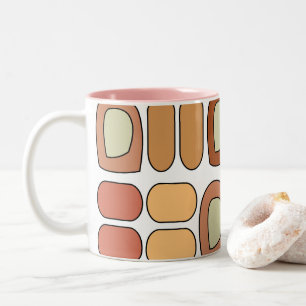 Farbintensives, geometrisches Mid-Century-Modern-D Zweifarbige Tasse