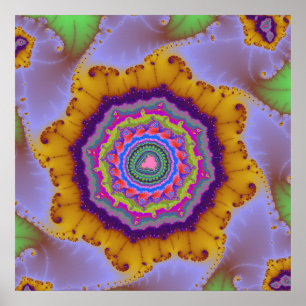Farbintensives Gold und Violett Fraktal Poster
