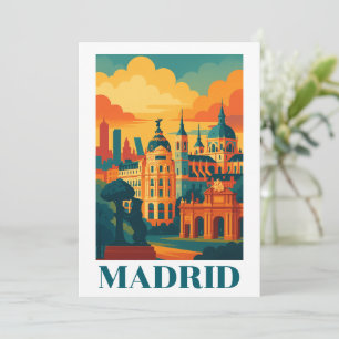 Farbintensives Madrid Spanien Vintage Reise Karte