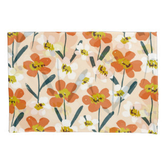 Farbintensives, vintage Blumenmuster. Kissenbezug