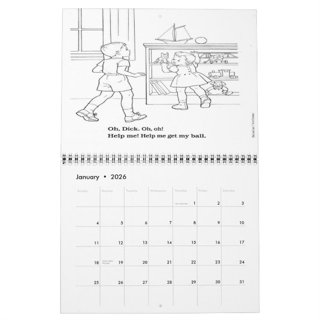 Farbkalender Dick und Jane Kalender (Jan 2026)