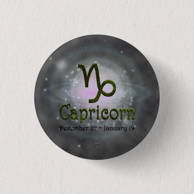 Farbkapricorn Zodiac Astrologisches Zeichen Button (Vorderseite)