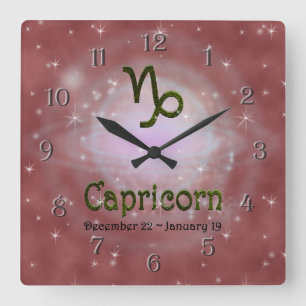 Farbkapricorn Zodiac Astrologisches Zeichen Quadratische Wanduhr