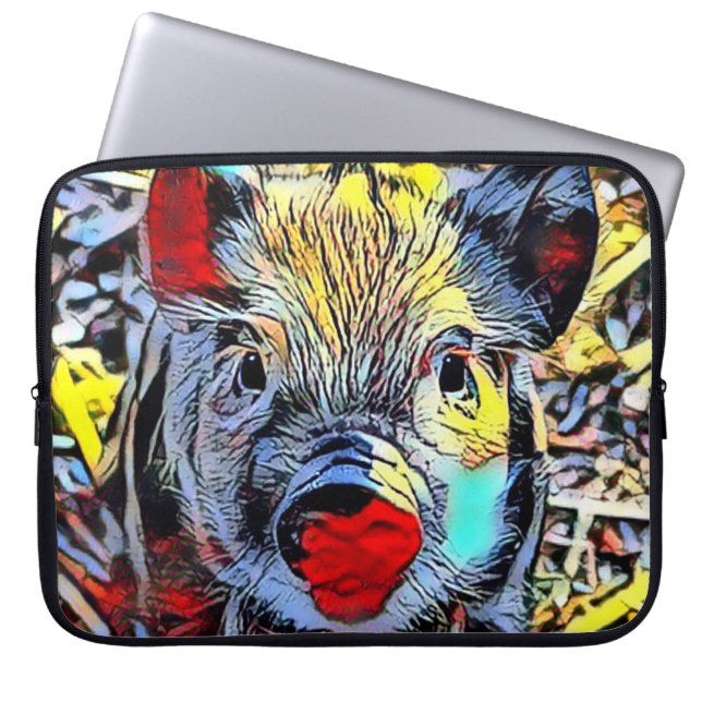 Farbkick - Ferkel Laptopschutzhülle (Vorderseite)