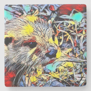 Farbkick - Otter Steinuntersetzer