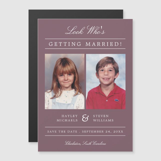 Farbkid-Foto| Mauve Magneteinladung (Vorne/Hinten)