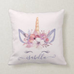 Farbkissen mit Blütenfarbe Kissen<br><div class="desc">Unicorn Gesicht Blumenkissen Aquarell.</div>