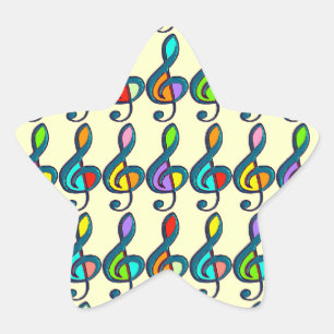 Farbklebmuster der Musiknoten Stern-Aufkleber