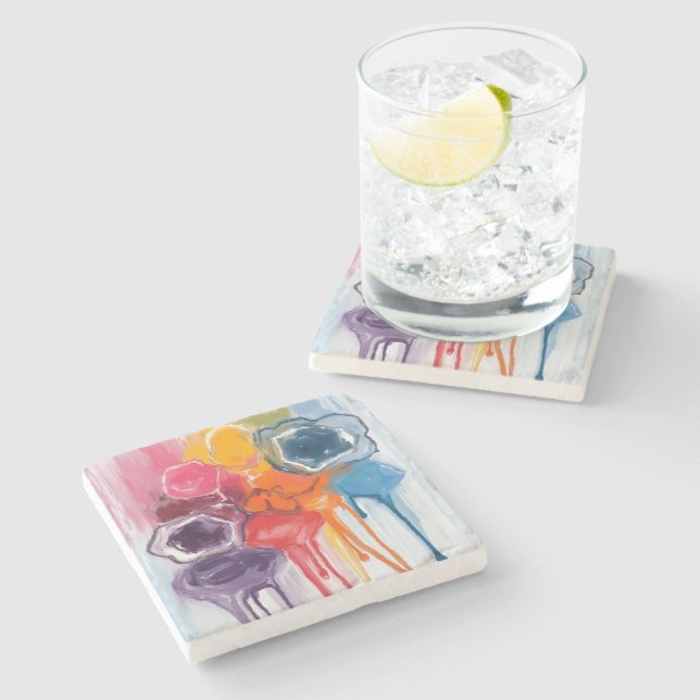 Farbklecks | Aquarellmaler Malerei Steinuntersetzer (Seitenansicht)