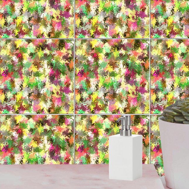 Farbklecks Herbstfarbblätter abstrakt Fliese (Paint Splatter Autumn Color Leaves Abstract Ceramic Tile)
