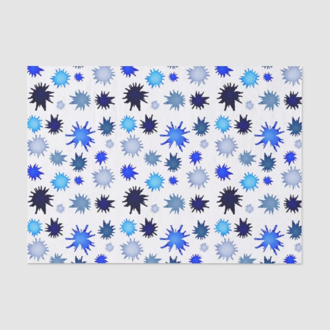 Farbklecks im blauen Muster Seidenpapier (Vorderseite)