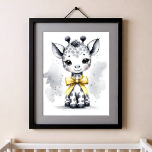 Farbklecks Kinderzimmer Dschungeltiere Giraffe Poster
