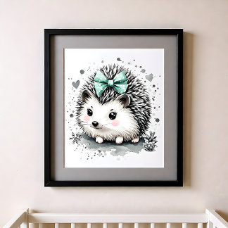 Farbklecks Kinderzimmer Waldtiere Igel Poster