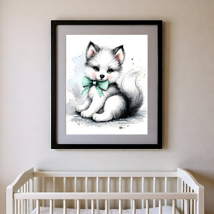 Farbklecks Kinderzimmer Waldtiere Wolf Poster