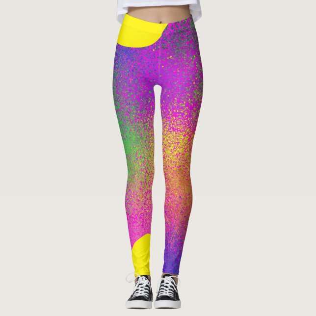Farbklecks mit bunten Frenkelten Punkten Leggings (Vorderseite)