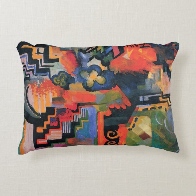Farbkomposition von August Macke, Vintage Kunst Zierkissen (Vorderseite)