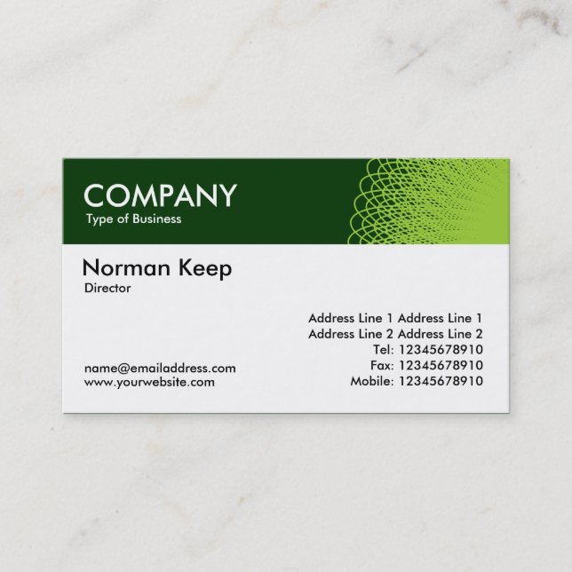 Farbkopf dekoriert - Farbtöne grün Visitenkarte (Vorderseite)