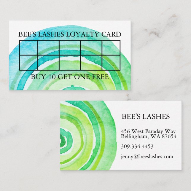 Farbkreise Ring Abstrakt Minimalistisch grün Treuekarte (Vorne/Hinten)