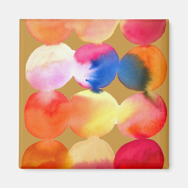 Farbkreismuster abstrakte Kunst, warme Farbe Magnet (Vorne)