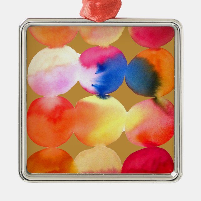 Farbkreismuster abstrakte Kunst, warme Farbe Ornament Aus Metall (Vorne)