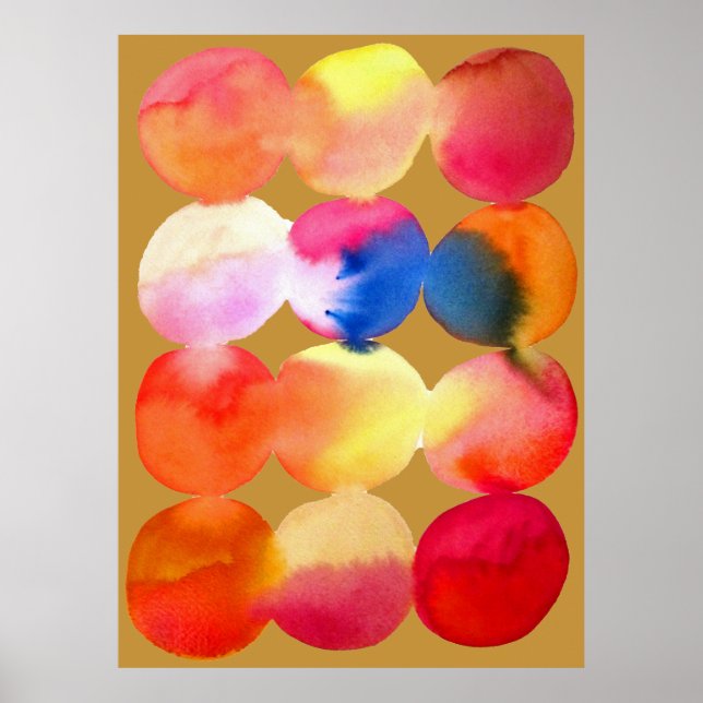 Farbkreismuster abstrakte Kunst, warme Farbe Poster (Vorne)