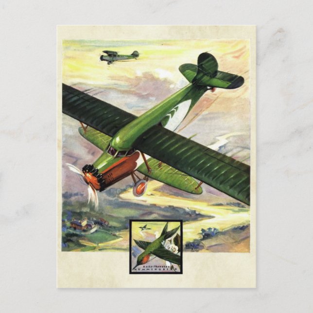 Farbkunst Vintager Luftfahrzeuge Postkarte (Vorderseite)